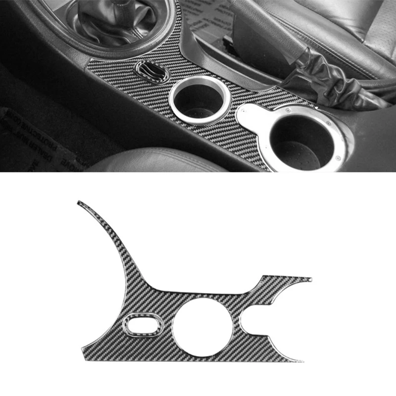 

For Ford Mustang 2001-2004 LHD Soft Carbon Fiber Car Center Console Cup Holder Cover Trim Interior Replacement