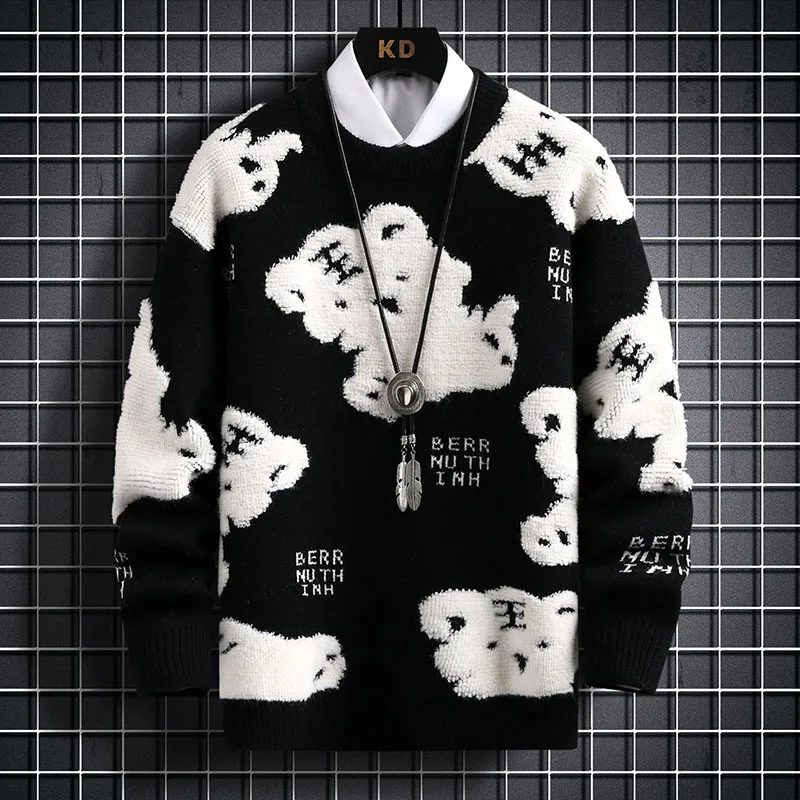 

Pull Homme 2022 New Winter Hip Hop Printed Sweater Men Streetwear Top Quality Fashion Mens Christmas Pullovers Loose Male Jumper