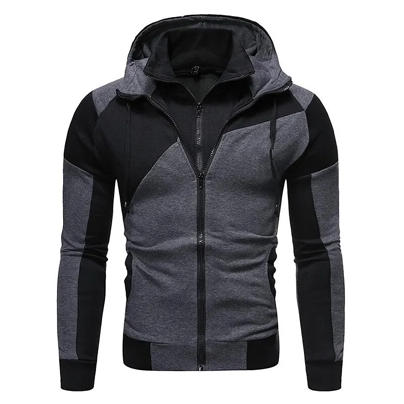 Men Hooded Fleece Zip Hoodie Men Thick Solid Color Sweatshirt Mens Casual Hoodies Sportswear Hooded Sweatshirts