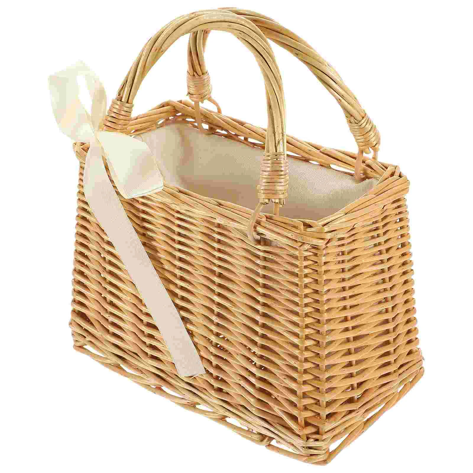 

Basket Woven Rattan Flower Straw Wicker Baskets Tote Beach Storage Picnic Willow Hand Wedding Handbag Handbags Girl Purses