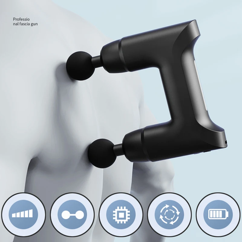 

High Frequency Double Heads Massage Gun Portable Percussion Pistol Massager Professional Deep Muscle Massager Home Fascial Gun