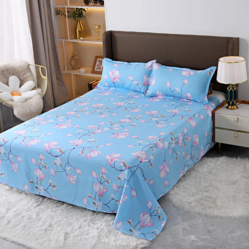 3PC Bedding Sheet Home Textile Printing Color Flat Sheets Polyester Bed