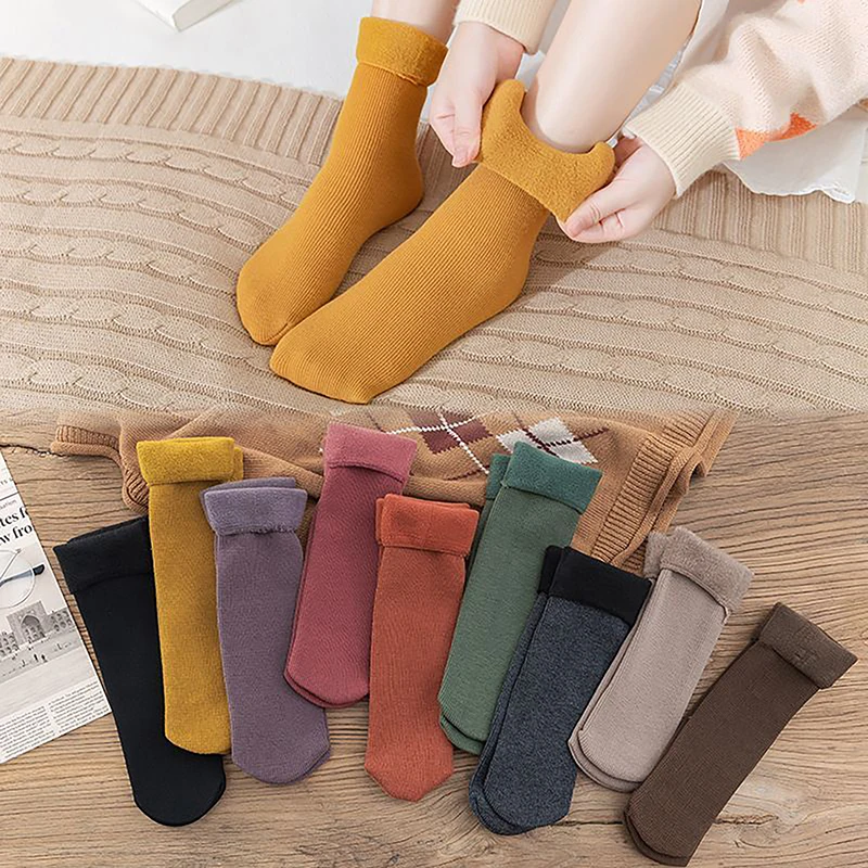 

1 Pair Winter Cashmere Thicken Socks Women Cotton Thermal Wool Warm Stockings Home Floor Sleeping Snow Boots Terry Socks