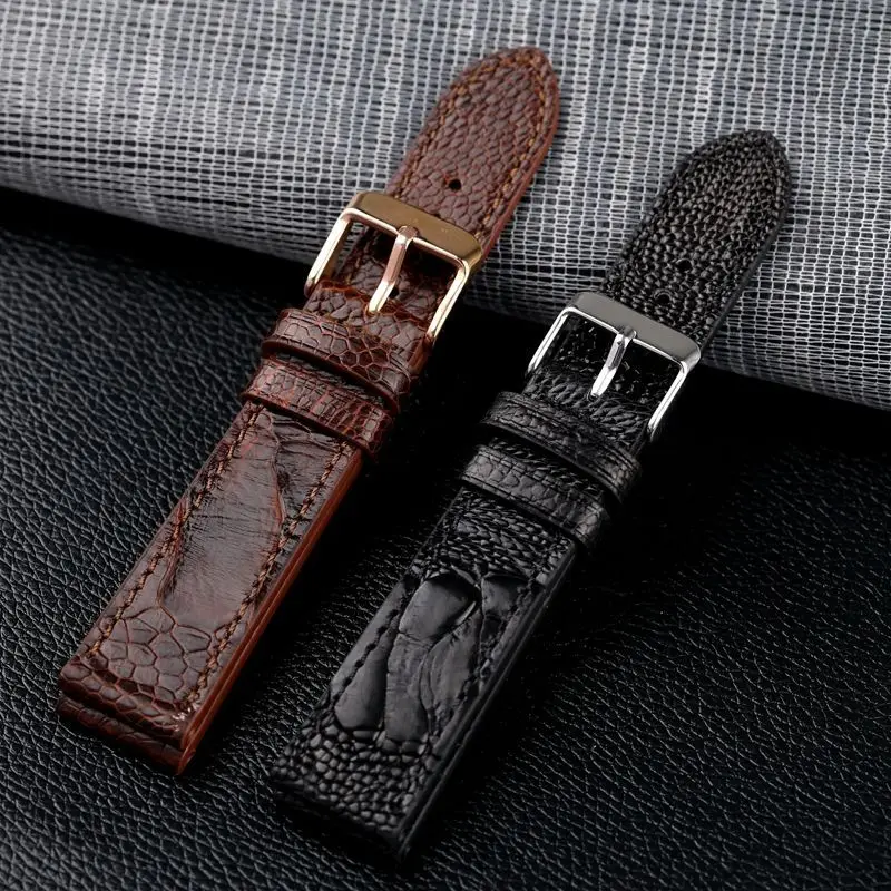 

Handsewn genuine leather watch strap with ostrich foot leather 18mm 19 20 21mm 22mm wear-resistant vintage watch band