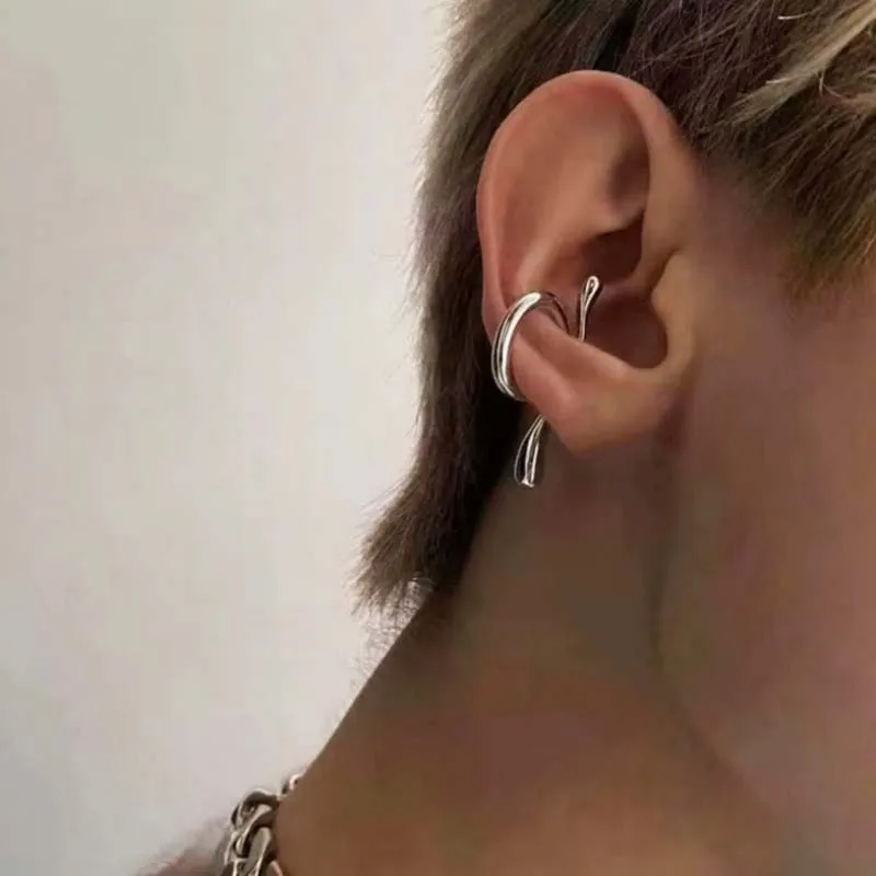 Polsino dell'orecchio del drago nero senza piercing, orecchini del polsino dell'orecchio di