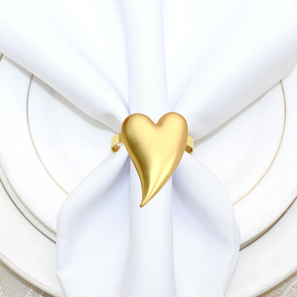 

6 Pcs Napkin Ring Love Buckle Ornament Valentines Day Holder Metal Heart Serviette