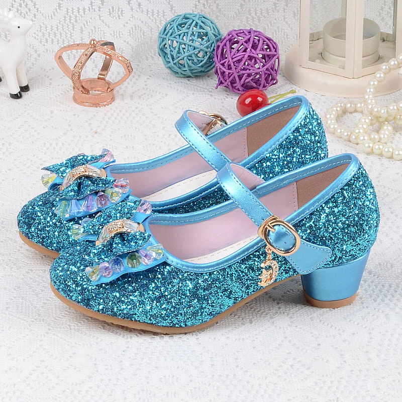 heel shoes blue girl dress shoes