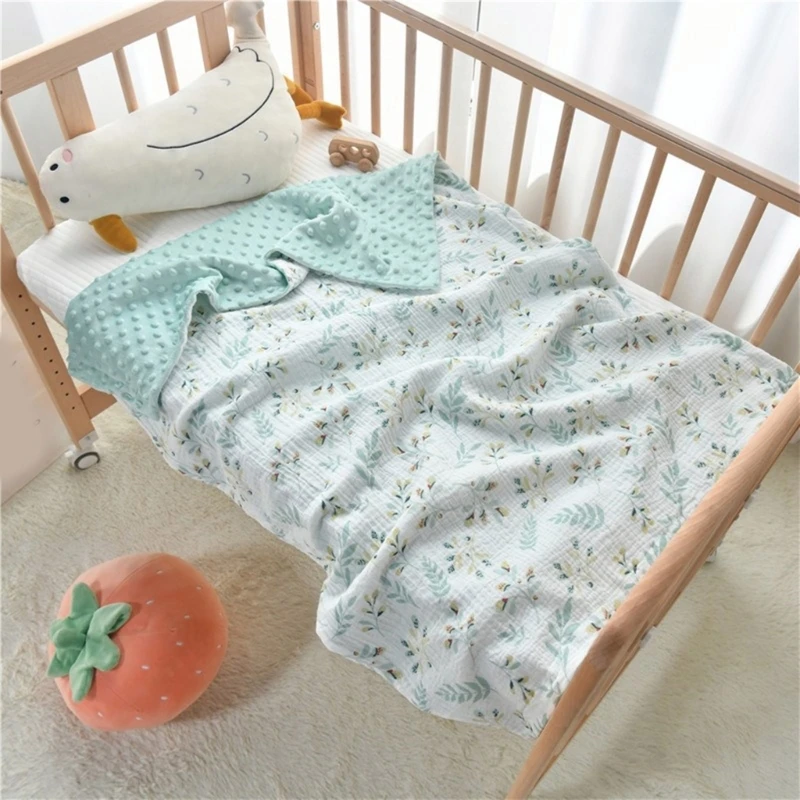 Baby Blanket with Dotted Backing, Infants Receiving Swaddles Wrap Soothing Blanket Air Conditioning Thin Quilts