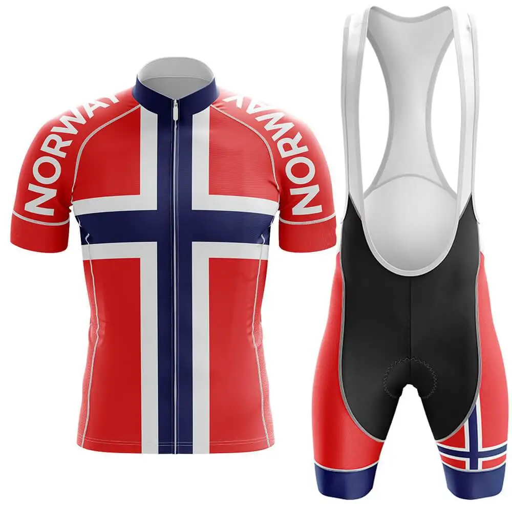 

POWERBAND Norway NATIONAL SHORT SLEEVE CYCLING JERSEY SUMMER CYCLING WEAR ROPA CICLISMO+BIB SHORTS