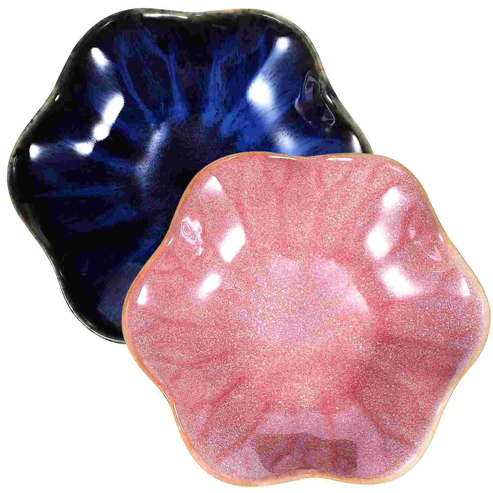 

2pcs Ceramic Jewelry Dish Trinket Tray Small Soy Sauce Dish Dipping Bowl Snack Bowl