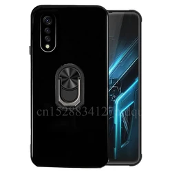 Black Shockproof Soft TPU Kickstand Ring Holder Case for Cubot X70 (Glossy Black Ring)