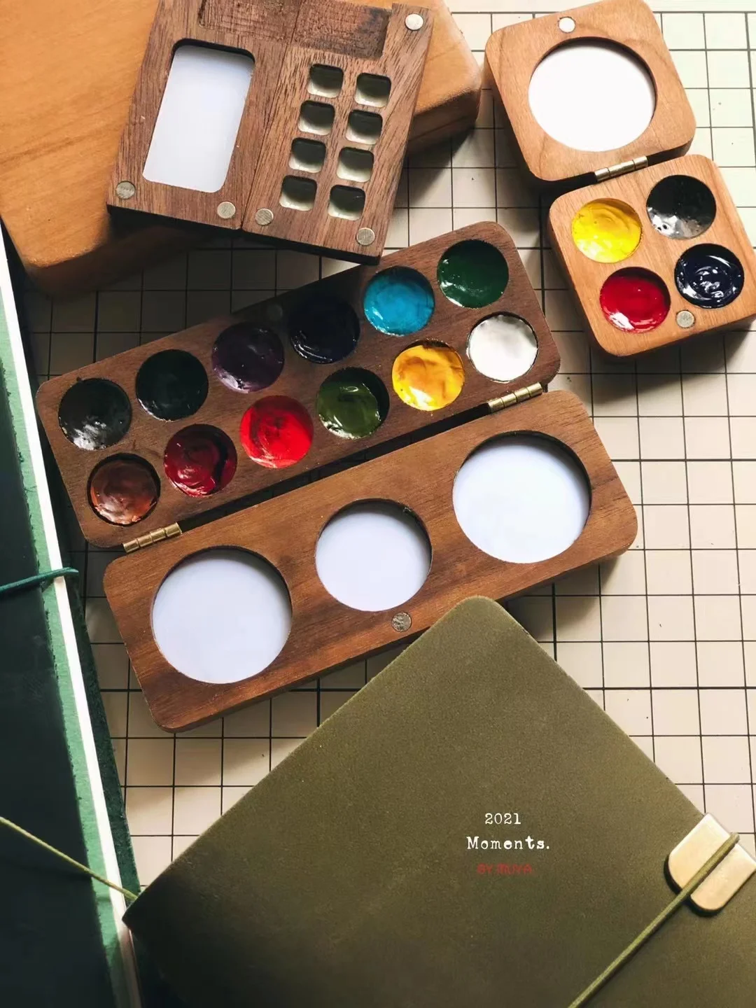 Wooden Professional Painting Palette Tray Palettes Watercolor