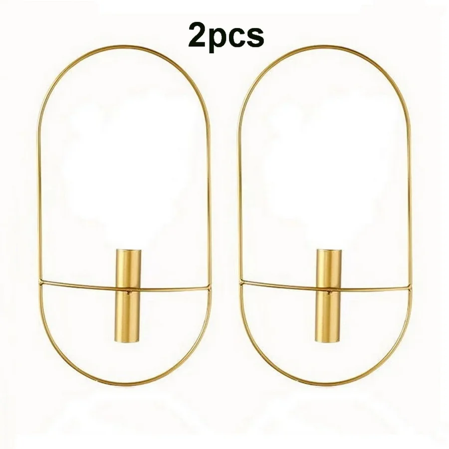 2 יחידות / מתקן פרחים גיאומטרי מתכתי אובלי לקיר מרפסת ורקע יצירתי לקיר