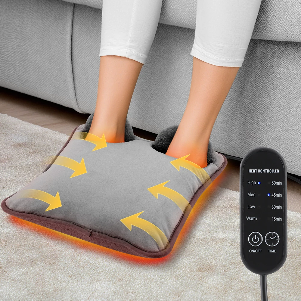 Electric foot warmer with temperature control display