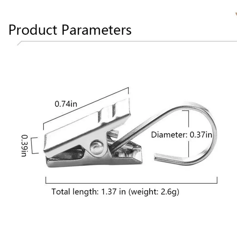 Curtain Clips Curtain Accessories Curtain Hooks Curtain Fasteners 10PCS Curtain Clip Clasp 430 Stainless Steel