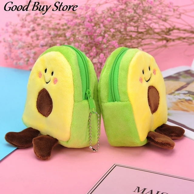 Avocado Plush Purse Fruit Shape Clutch Zipper Wallet Children Kids Earphone Package Pouch Mini Lovely Wallets Cute Key Money Bag 1