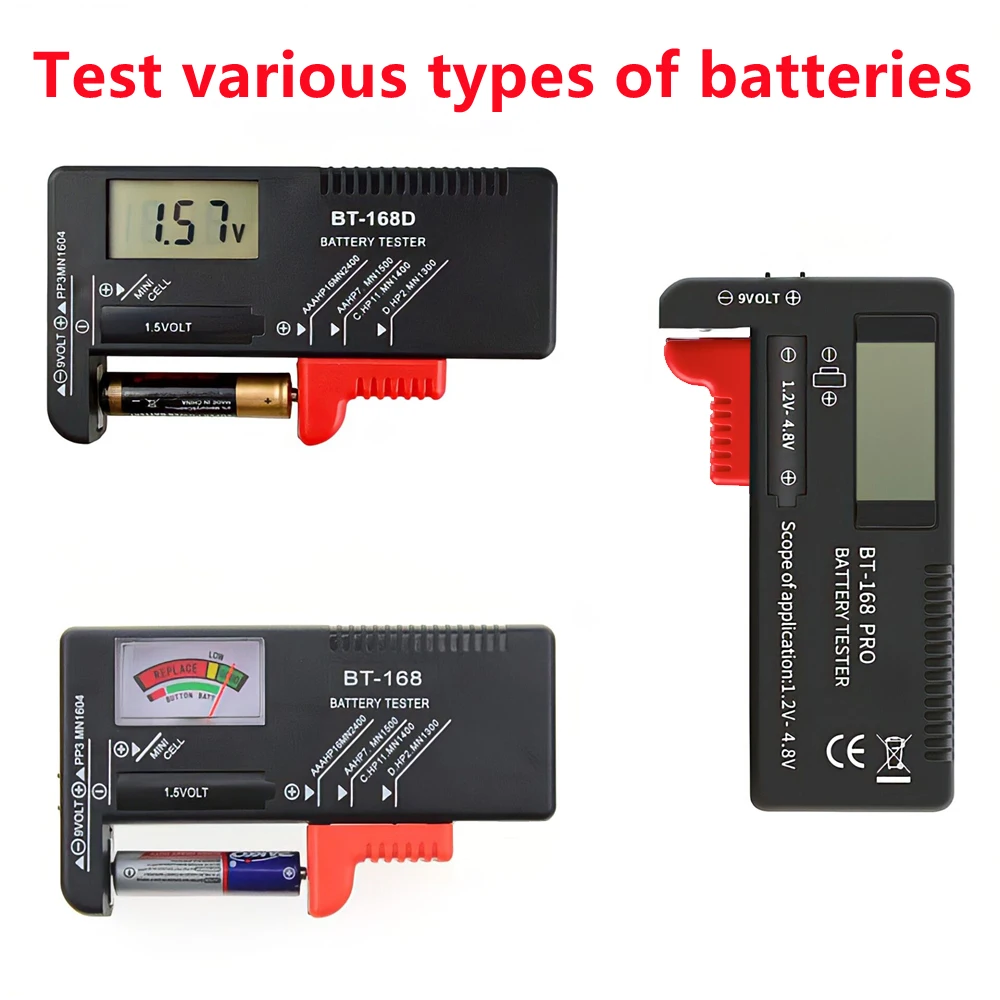 BT-168 Pro BT-168D BT-168 Digital Battery Tester LCD Display C D N AA AAA 9V 1.5V Button Cell Battery Capacity Check Detector