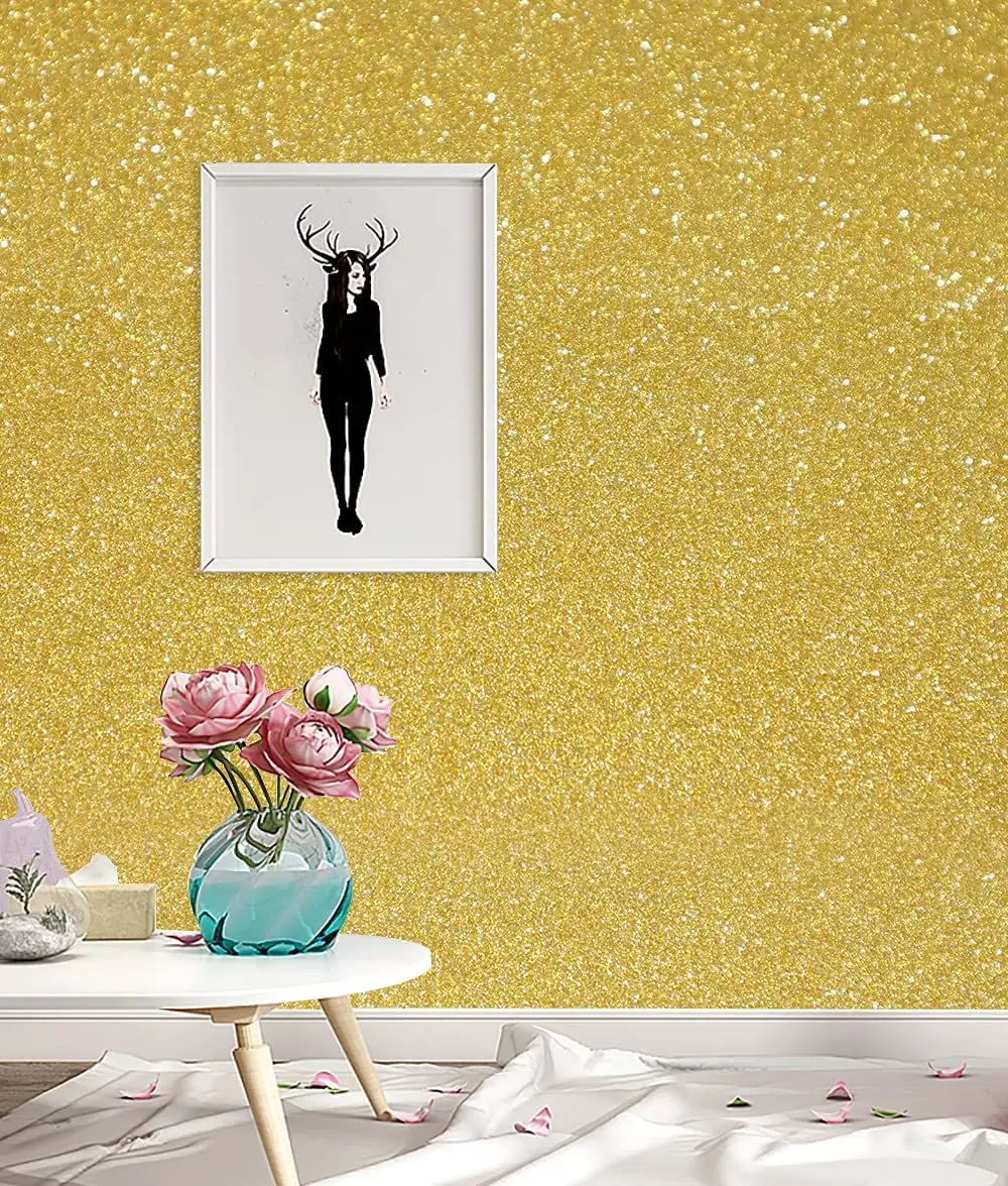 Glitter Contact Paper Peel and Stick Silver Gold Wallpaper Vinyl Film Self Adhesive Wall Paper for Wall Cabinet Dressing table