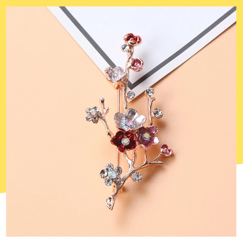 

Luxury Pink Plum Brooch Ladies Wedding Party Jewelry Brooch Pin Gift