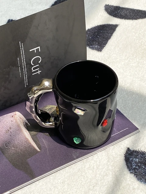 Cups Shiny Creative Gem Mug Ceramic Water Cup Original Coffee Cup Handle Cup  Gift Mugs Free