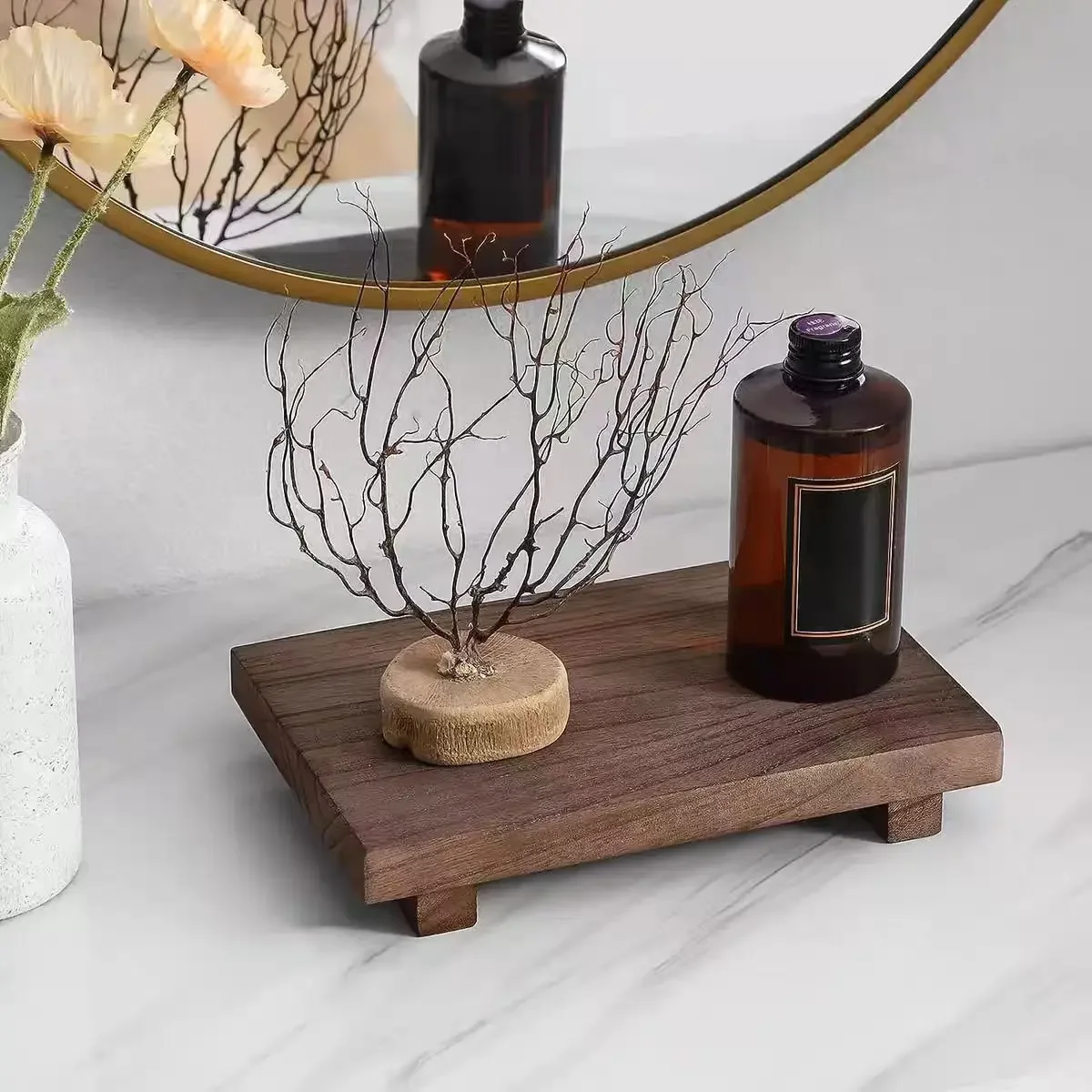 Simplicity Creative Wooden Pallet Vintage Walnut Rectangular Tray Home Decor Sushi Plate Tray Handcraft Ornaments Perfume