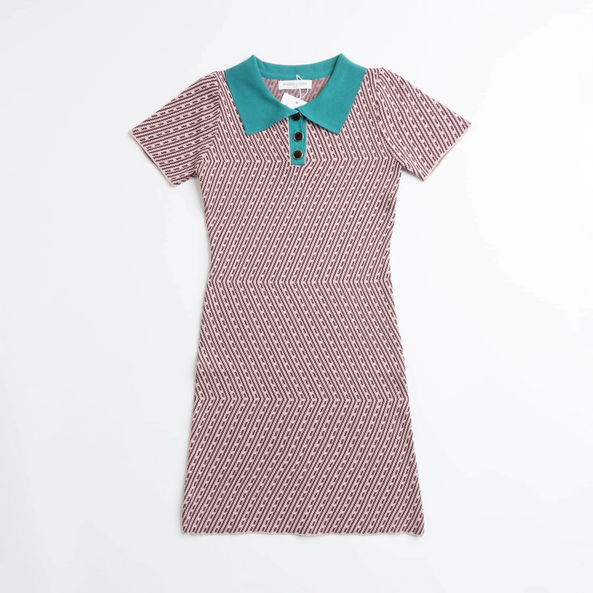 

Chic French Style Polo Neck Knitted Dress for Womens Summer New Twill Slim Fit Retro Dresses