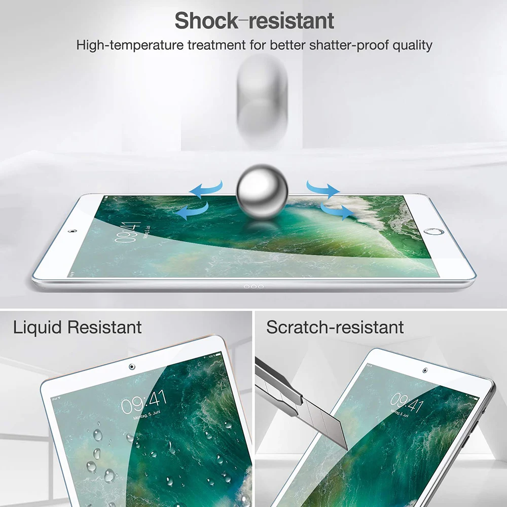 (3 упаковки) Закаленное стекло для Apple iPad 9,7 2017 5-го поколения A1822 A1823 полное покрытие Защитная пленка для экрана планшета