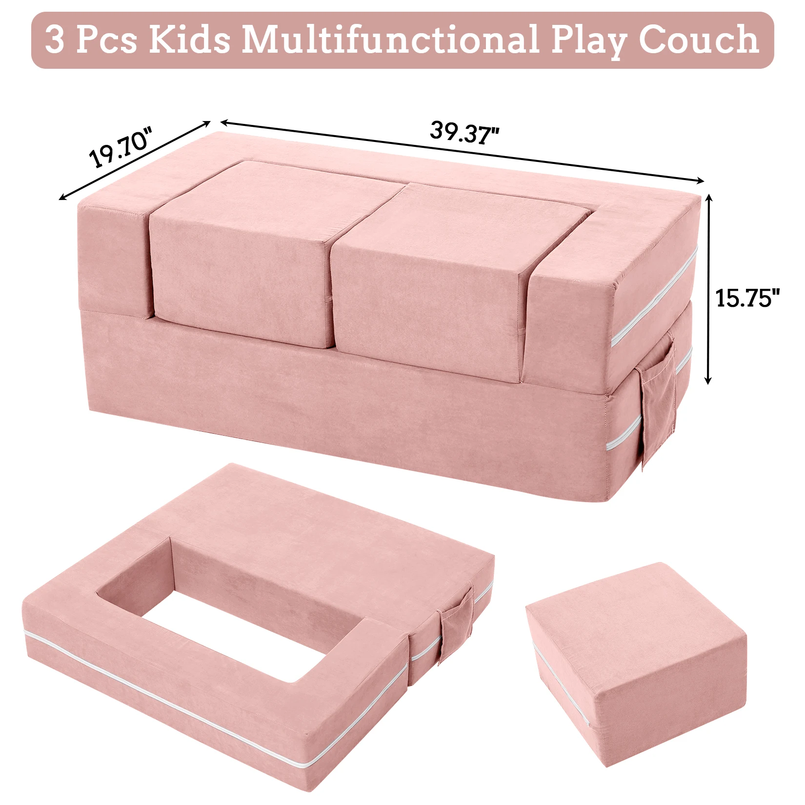 3 Pcs Modular Toddler Couch,Toddler Couch Kids Sofa for Playing,Creativity,Child Chair Sofa Bedroom and Playroom for Playroom 6