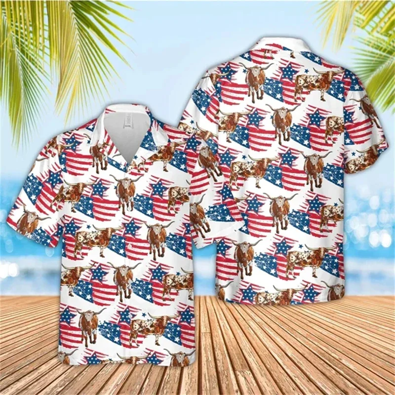thumbnail image 1 of Camisa hawaiana con estampado 3D de la bandera estadounidense, blusa playera para hombre, camisas con solapa para trabajo, camisas cubanas, ropa para hombre, tops para hombre, 1 of 5