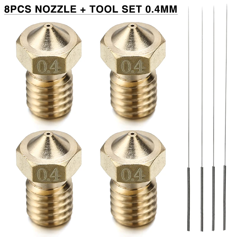 8pcs Nozzle Cleaning Tool Set 0.4mm Nozzle Accessory Extruder Brass Nozzle Thread Printer For Anycubic i3 Mega / MEGA-S