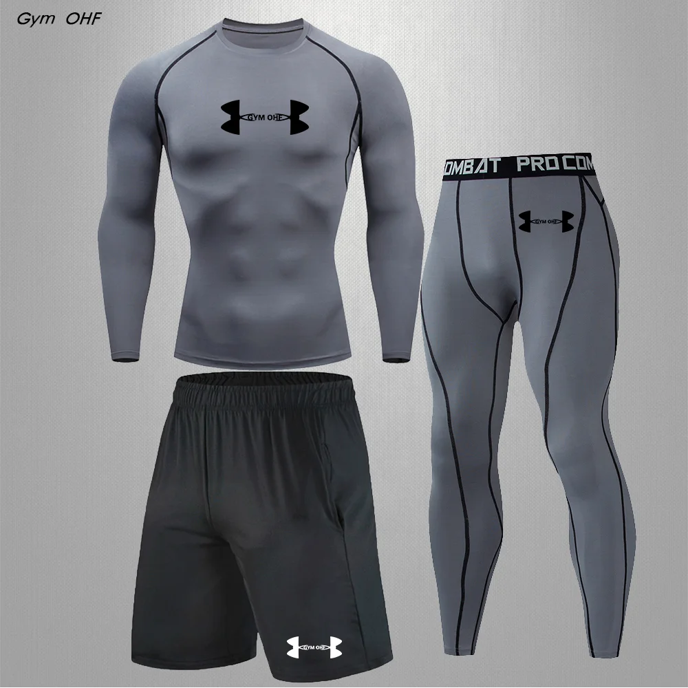 Boxing MMA Sport Suits Work Out Compression Suits Men Exercise Gym Fitness Running Tights Shorts Sets Rash Guard Tracksuits Men sport t shirt fitness clothes compression t shirt men t shirts