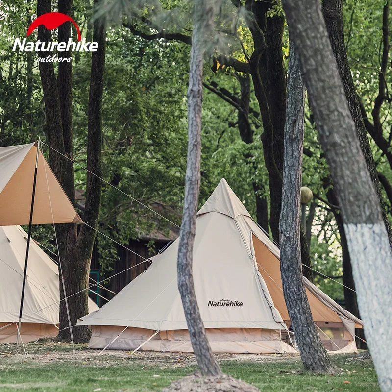 Naturehike-Brighten Camping Tent, Cotton Pyramid Tent, Big