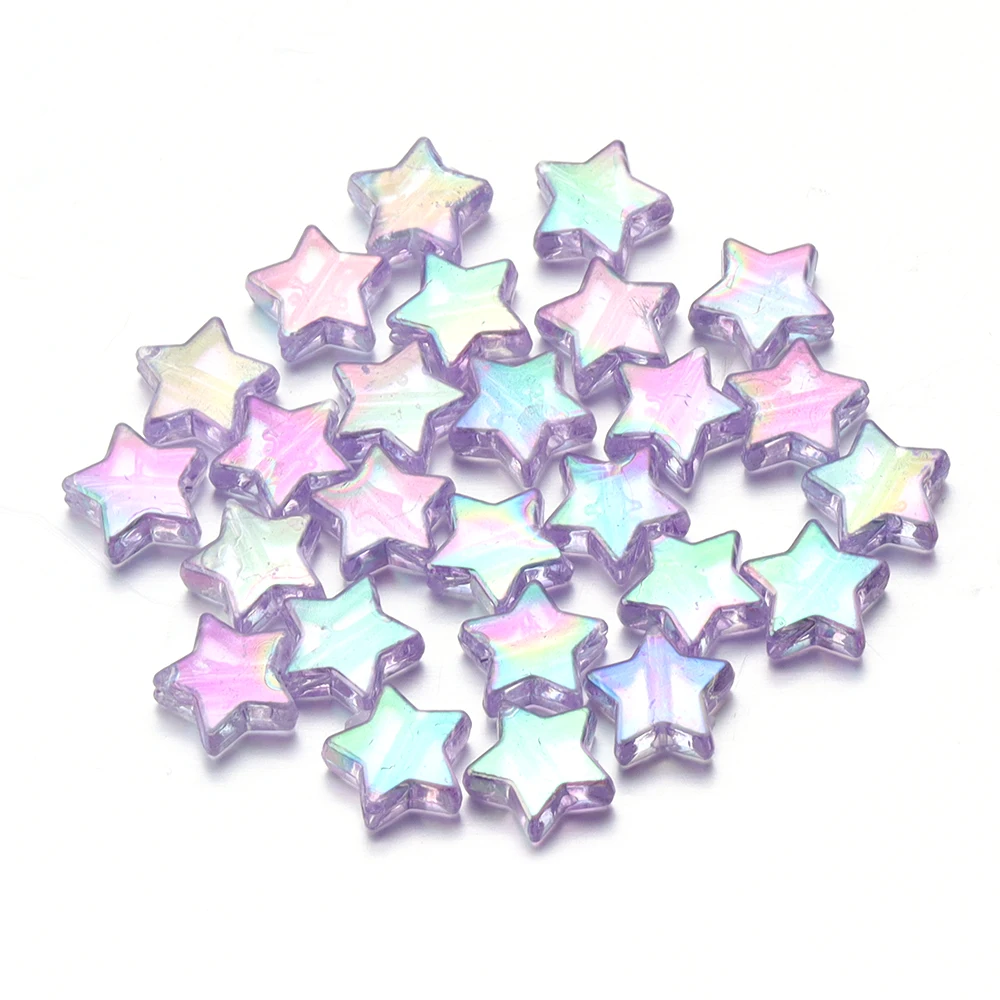100pcs AB Color Acrylic Star Beads for DIY Jewelry and Crafting