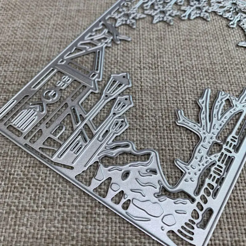 Description Picture 6 of itemSnowflake Street View Border Envelope Greeting Card Photo Frame Decor Cutting Die, Carbon Steel Metal Embossing Paper Craft Scra