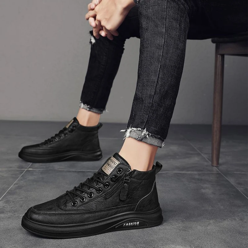 

Men's Shoes 2023 New Autumn All-match Men's Casual Slip-on Leather Shoes Spring and Autumn Small White Board Shoes Trendy Shoes