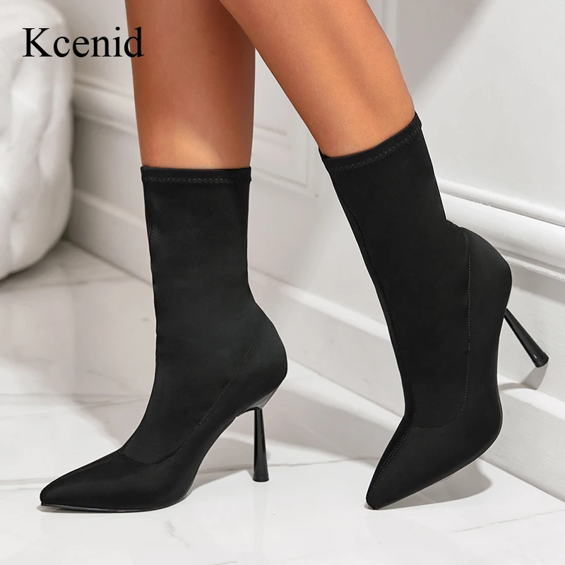 

Kcenid Spring Autumn New Fashion Thin High Heels Ankle Boots Women Pointed Toe Short Boots Botines Para Mujeres