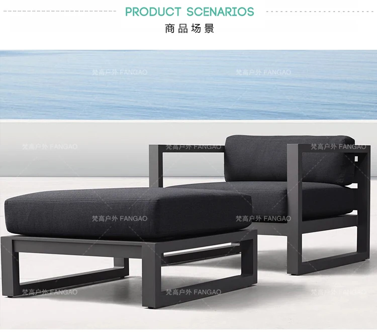 Nordic Outdoor Stainless Steel Sofa Coffee Table Combination Living Room Courtyard Hotel Garden Aluminum Alloy Outdoor Sofa