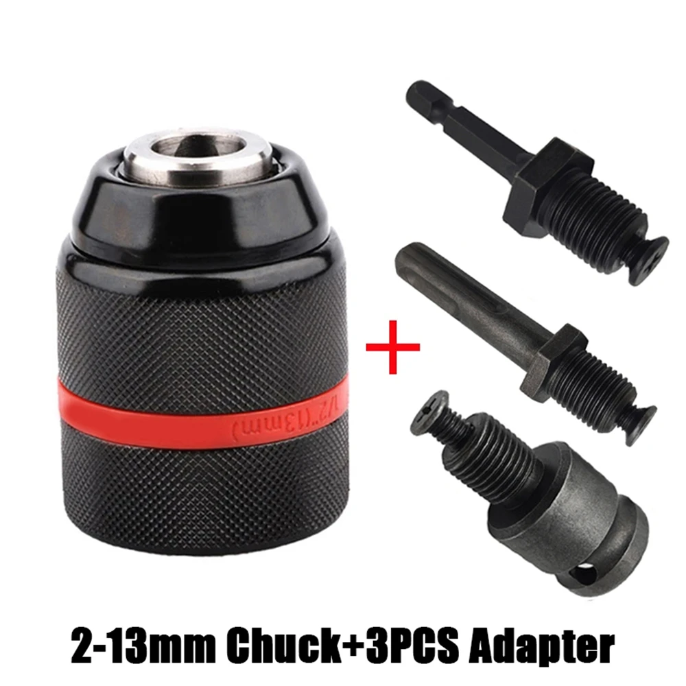 4 teile/satz, 2mm ~ 13mm Gewinde Metall Schnellspannbohrfutter, 1/2-20UNF Schnell Ändern, umwandlung Schaft (Hex/SDS-Plus/Socket Square Adapter)