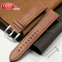 Timeless Leather Watch Band with Quick Release System, 20/22mm - 22mm (01 - Yellow Brown)