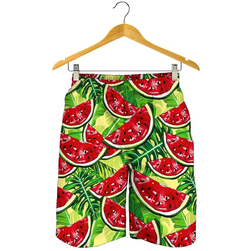 

Watermelon 3D Printed Beach Shorts Men Hawaiian Fruits Pattern Surf Board Shorts Summer Swimming Trunks Quick Dry Ice Shorts