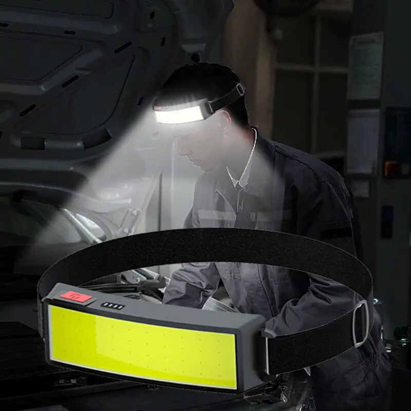 Wide Beam COB LED Headlight USB Rechargeable Portable Built-in Battery Head Lamp For cob headlamp