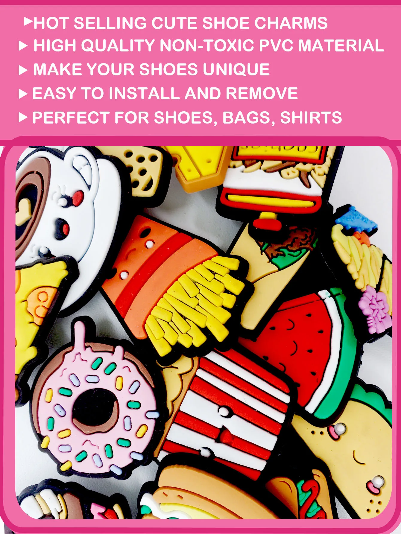 15 قطعة سلسلة الغذاء دونات الأحذية السحر للأحذية م...