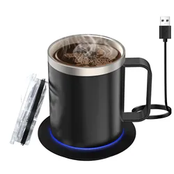Smart Self - Heating USB Coffee Mug - 12oz Electric Heated Travel Cup Warmer - 350ml (Black)