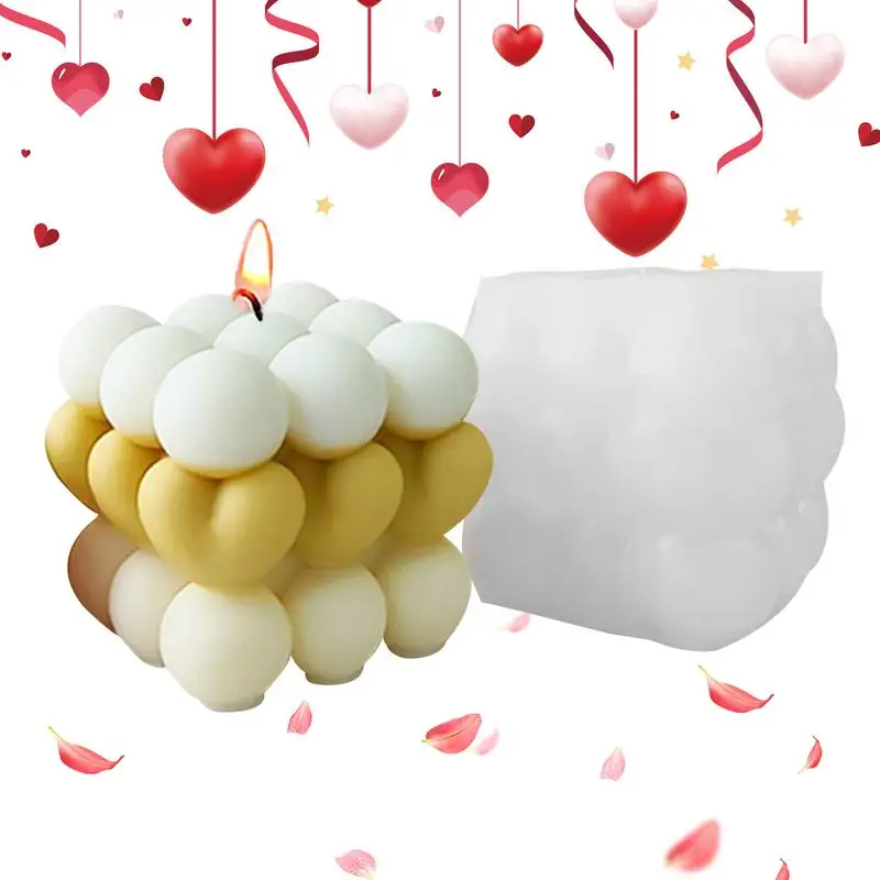 

3D Bubble Cube Candle Silicone Mould Home Decor Scented Candle Mould Reusable Cube Molds For Table Decoration Home Supplies