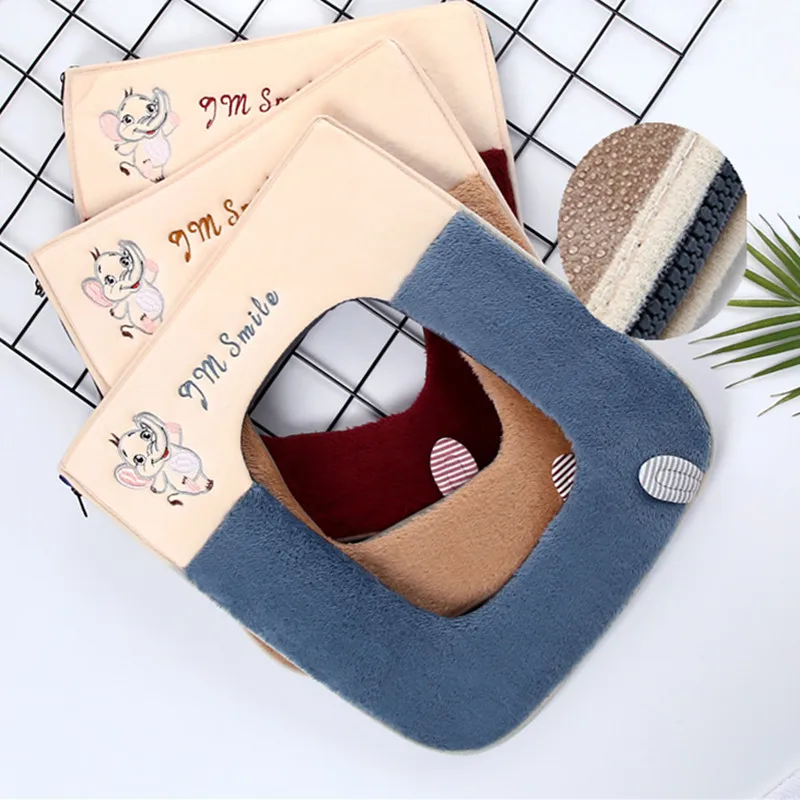 Cartoon Cute Plush Square Toilet Cushion Bathroom Accessories Keep Warm with Zipper Waterproof Household Toilet Mat Washable 5
