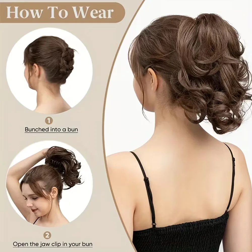 12inch Easy Clip In Short Curly Ponytail Extension for Girl Comfortable Versatile Synthetic Hair Accessory Perfect for Christmas