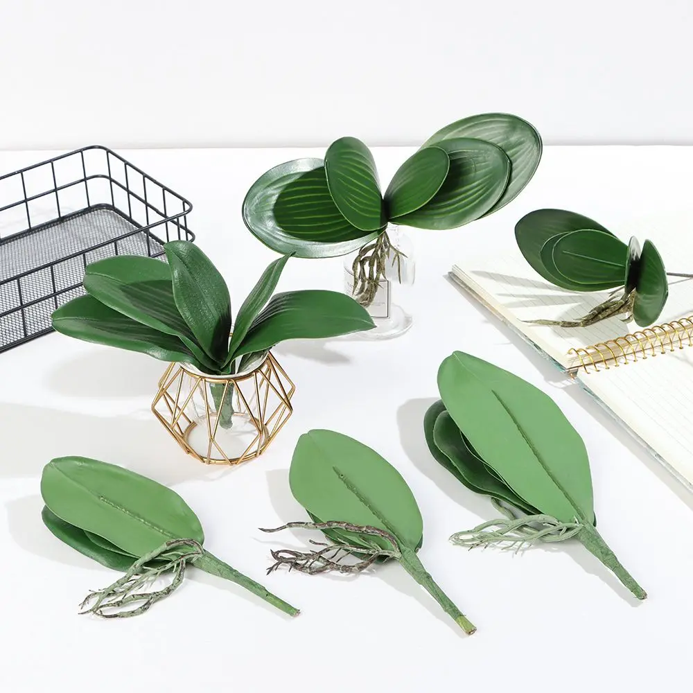 Artificial Plastic Green Orchid Leaves for Home Party Decoration