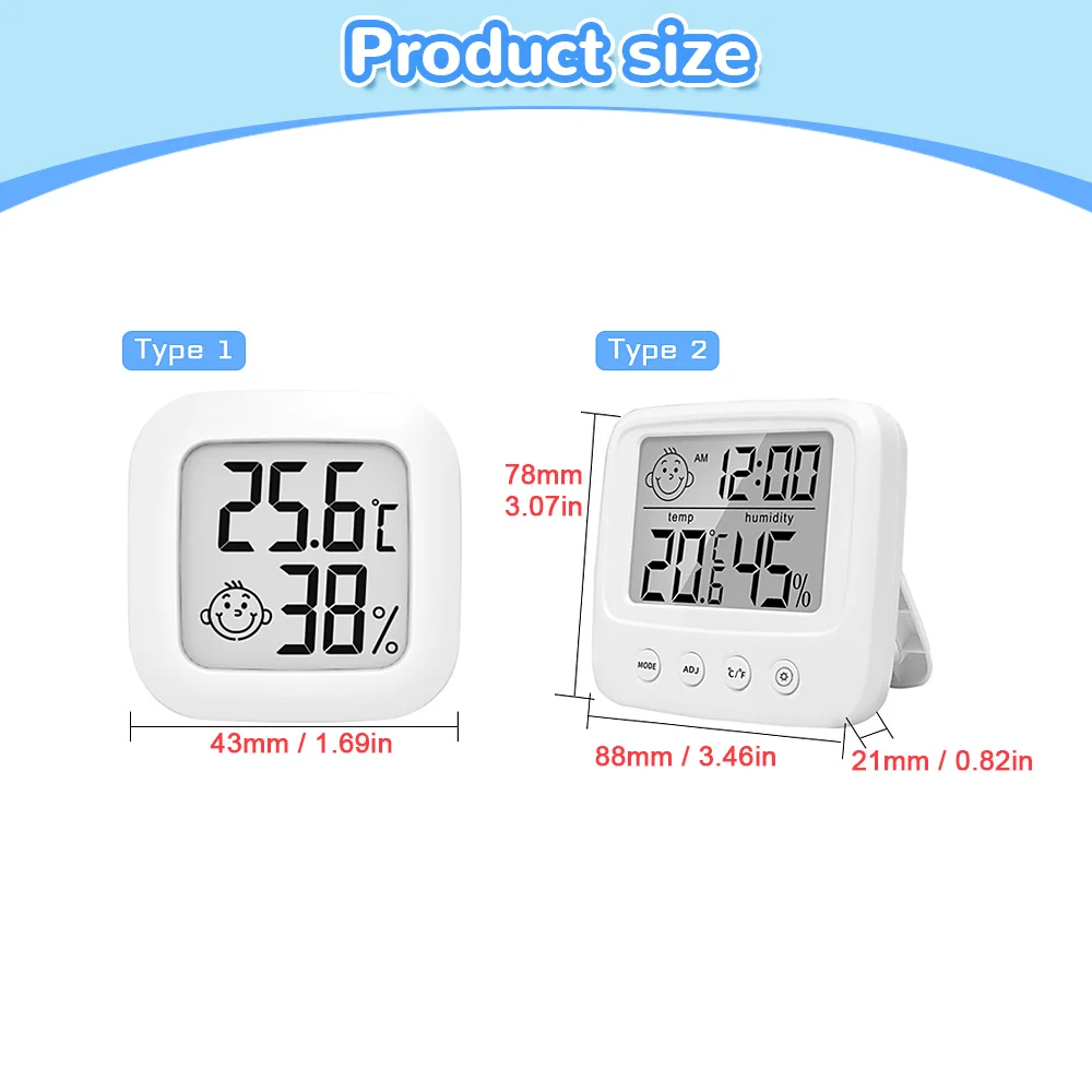 Room Thermometers Indoor Water Drop Electronic Humidity Meter for Bedroom  Home