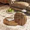 Glass Coffee Table for Living Room,3-Tier Modern Coffee Table for Small Space, Round Coffee Table Clear End for Home 2