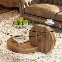 Glass Coffee Table for Living Room,3-Tier Modern Coffee Table for Small Space, Round Coffee Table Clear End for Home 2